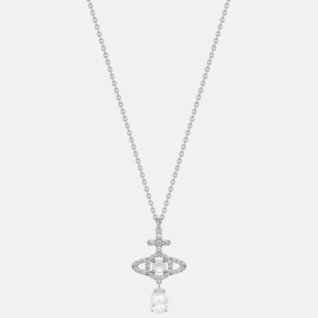 Vivienne Westwood Olympia CZ Drop Pendant, Platinum Plated