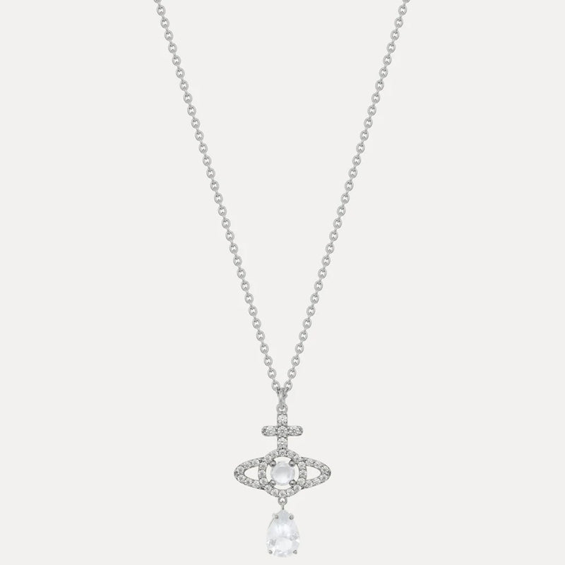 Vivienne Westwood Olympia CZ Drop Pendant, Platinum Plated