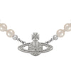 Vivienne Westwood Mini Bas Relief Pearl Choker, Platinum Plated