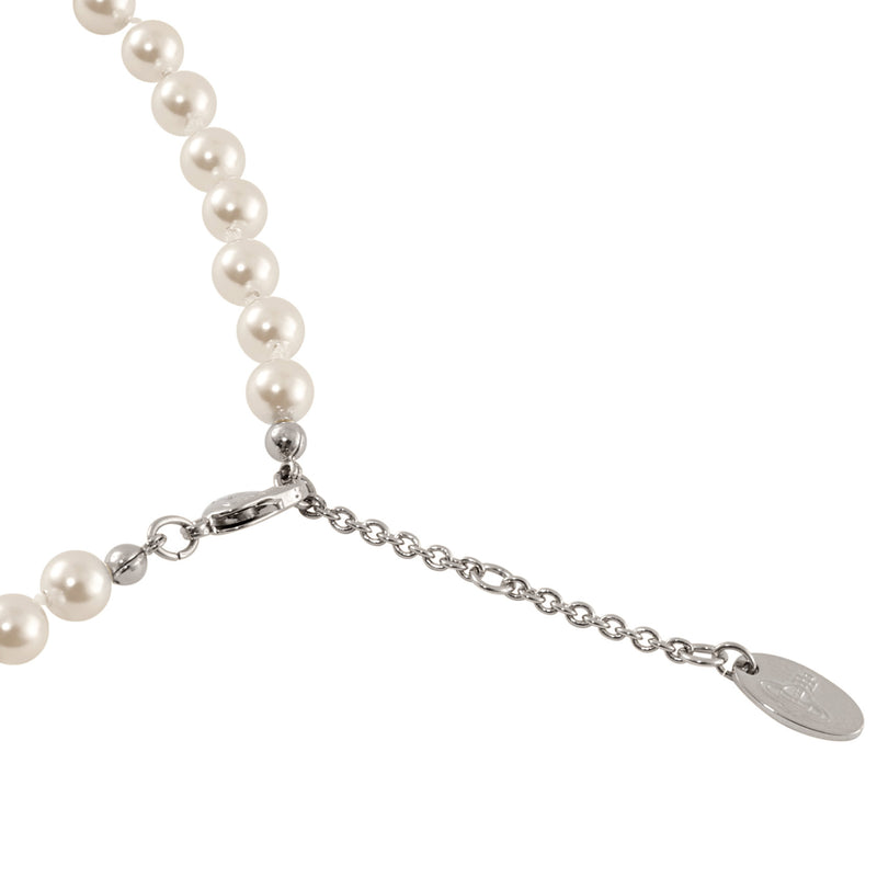 Vivienne Westwood Mini Bas Relief Pearl Choker, Platinum Plated