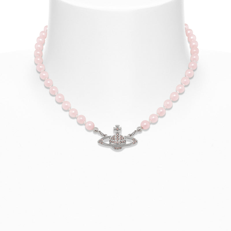 Vivienne Westwood Mini Bas Relief Vintage Rose Pearl Choker, Platinum Plated