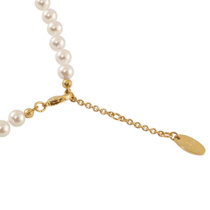 Vivienne Westwood Mini Bas Relief Pearl Choker, Gold Plated