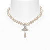 Vivienne Westwood One Row Pearl Bas Relief Drop Choker, Platinum Plated