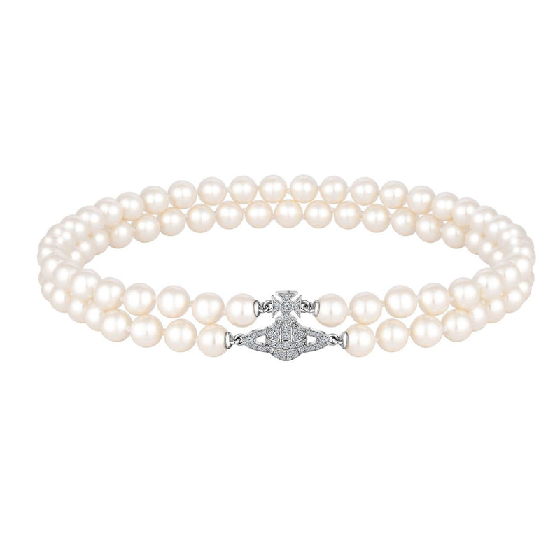 Vivienne Westwood Creamrose Pearl Graziella Pearl Choker, Platinum Plated