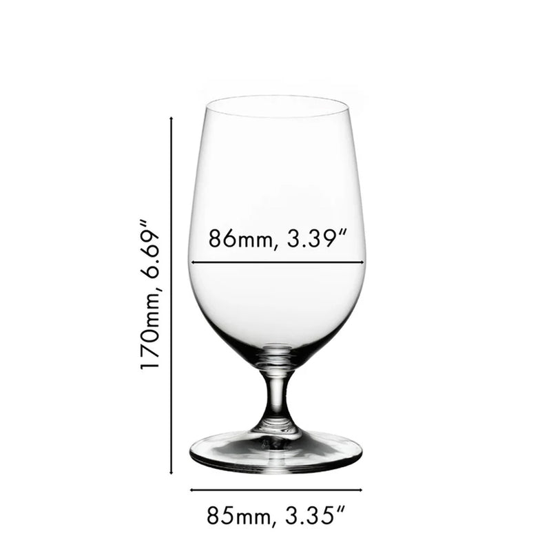 Beer glasses set of 2, clear stemmed glass with rounded bowl and flared base