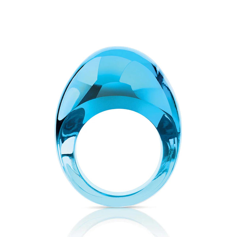 Lalique Cabochon Light Blue Ring, Size 53