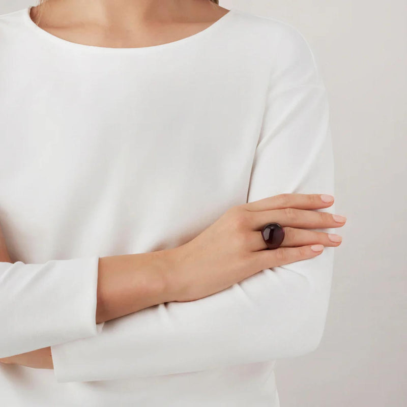 Lalique Cabochon Purple Ring, Size 54