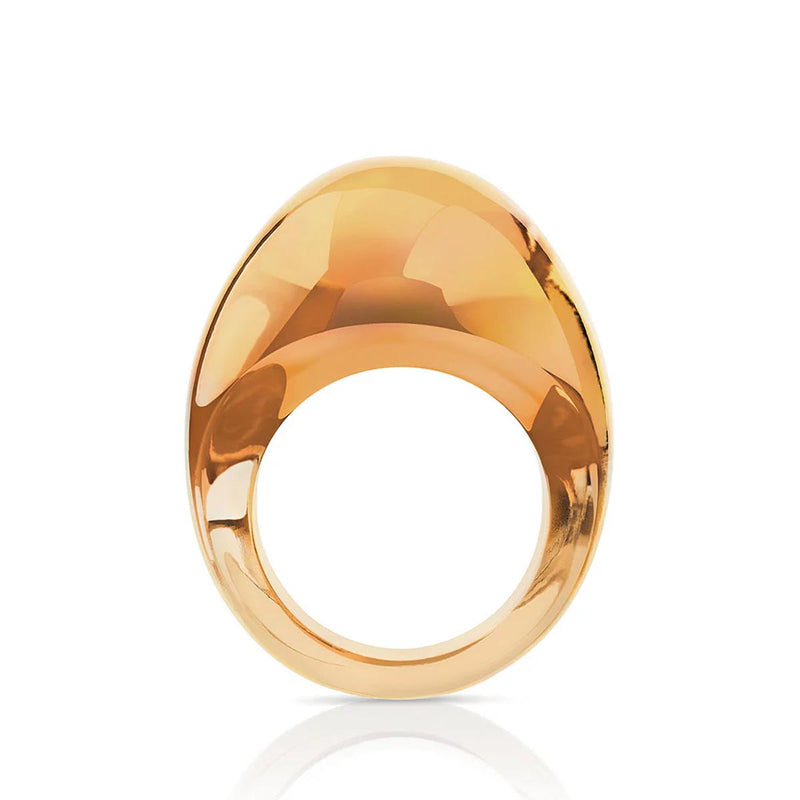 Lalique Cabochon Amber Ring, Size 49