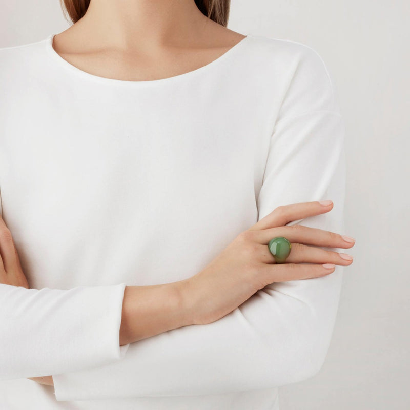 Lalique Cabochon Antinea Green Ring