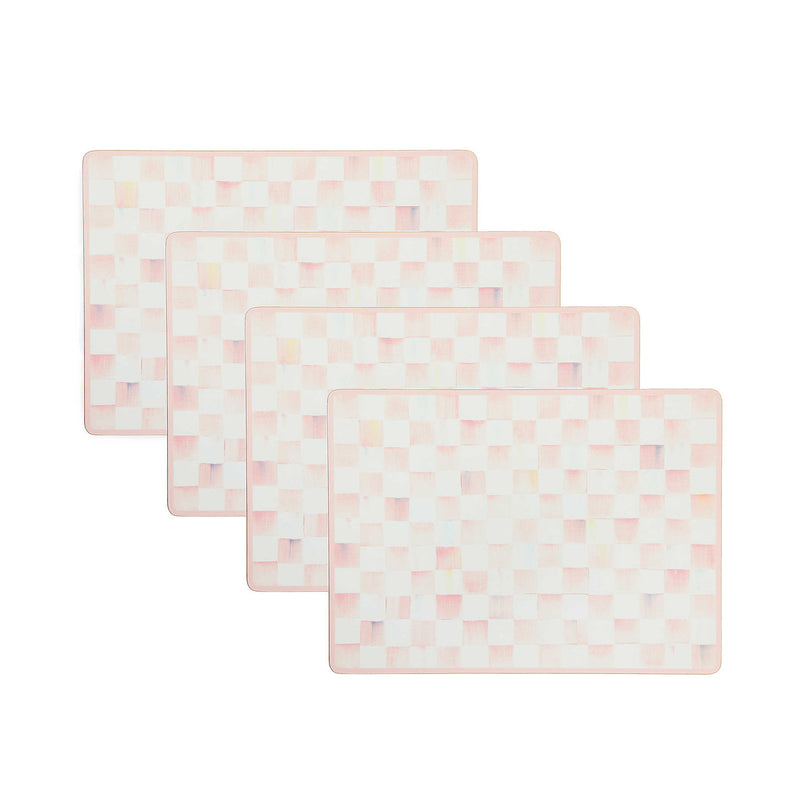 Mackenzie-Childs Rosy Check Cork Back Placemats, Set of 4