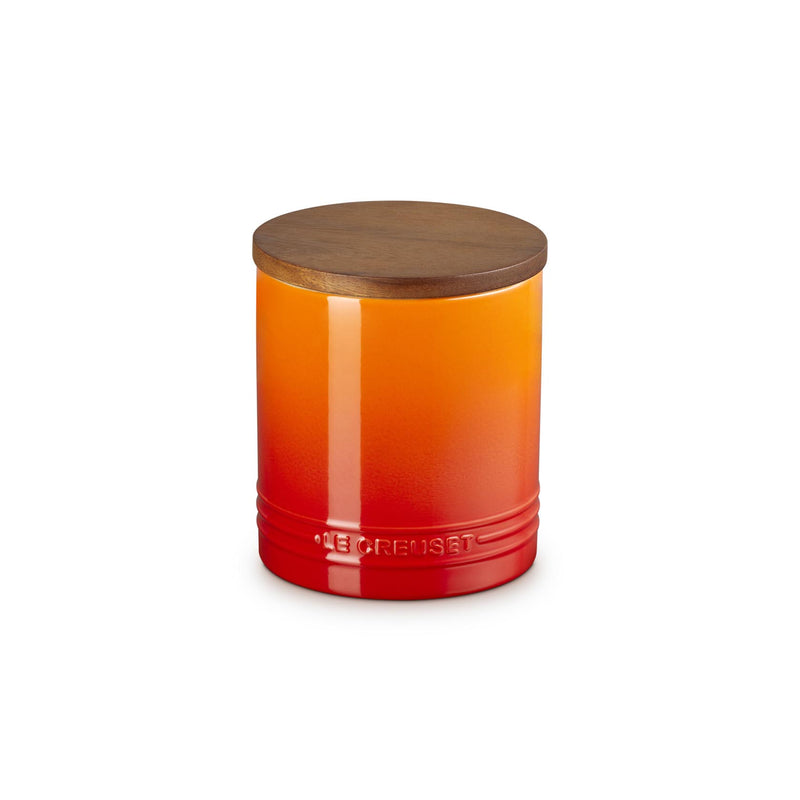 Le Creuset Stoneware Signature Storage Jar with Wooden Lid 1.1L Volcanic