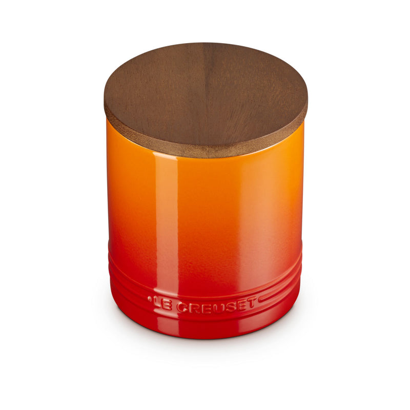 Le Creuset Stoneware Signature Storage Jar with Wooden Lid 1.1L Volcanic
