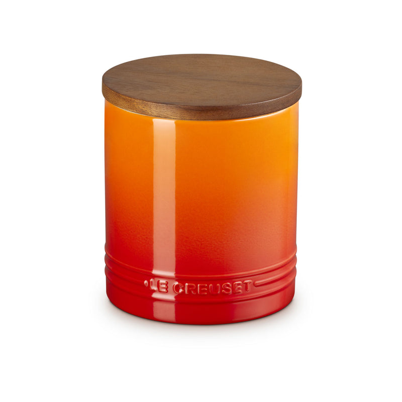 Le Creuset Stoneware Signature Storage Jar with Wooden Lid 1.1L Volcanic