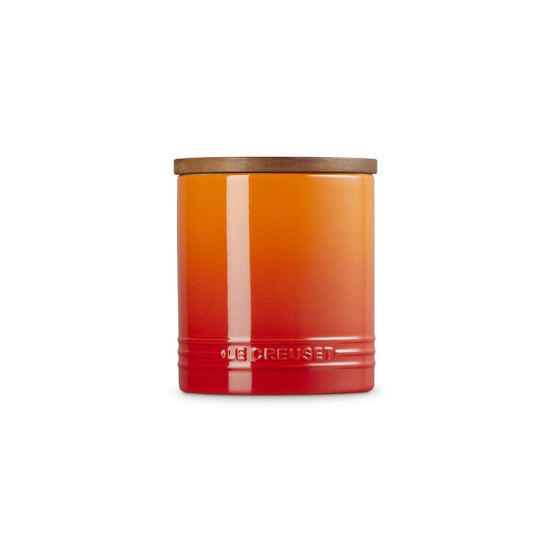 Le Creuset Stoneware Signature Storage Jar with Wooden Lid 1.1L Volcanic