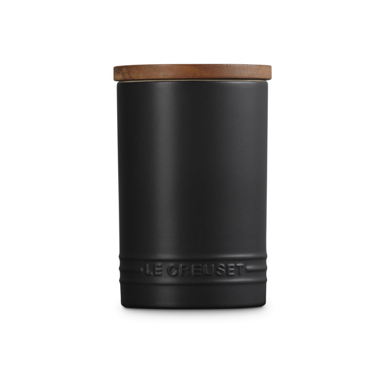 Le Creuset Stoneware Signature Storage Jar with Wooden Lid 770ml Satin Black