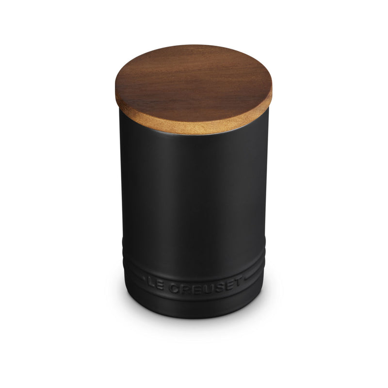 Le Creuset Stoneware Signature Storage Jar with Wooden Lid 770ml Satin Black