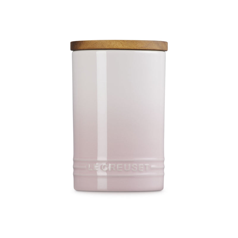 Le Creuset Stoneware Signature Storage Jar with Wooden Lid 770ml Shell Pink