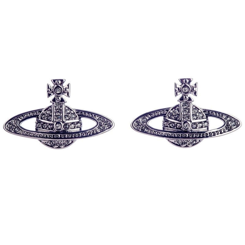 Vivienne Westwood Mini Bas Relief Earrings, Rhodium Plated