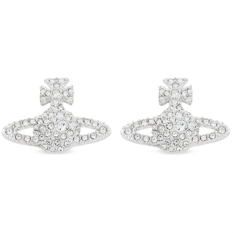 Vivienne Westwood Grace Bas Relief Silver Orb Stud Earrings, Rhodium Plated