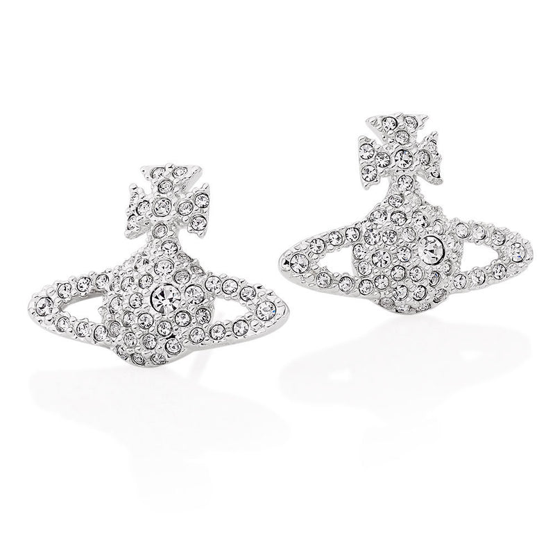 Vivienne Westwood Grace Bas Relief Stud Earrings, Rhodium Plated