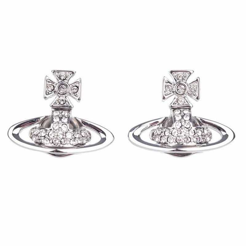 Vivienne Westwood Sorada Bas Relief Orb Earrings, Rhodium Plated
