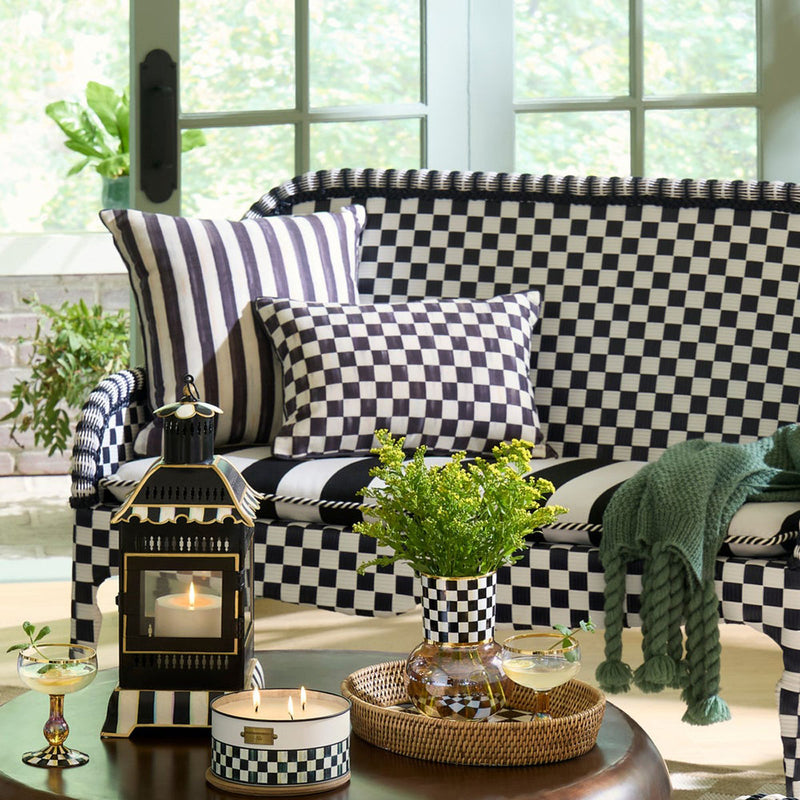 Mackenzie-Childs Courtly Check Printed Outdoor Lumbar Pillow