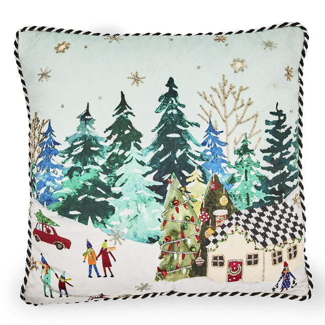 Mackenzie-Childs Holiday Scene Throw Pillow