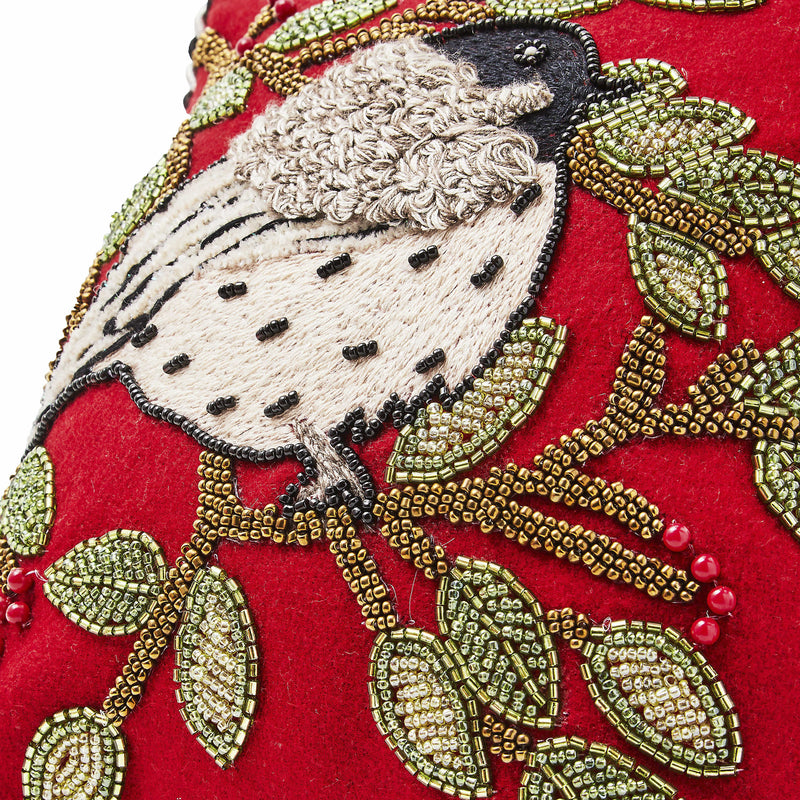 Mackenzie-Childs Chickadee Beaded Throw Pillow