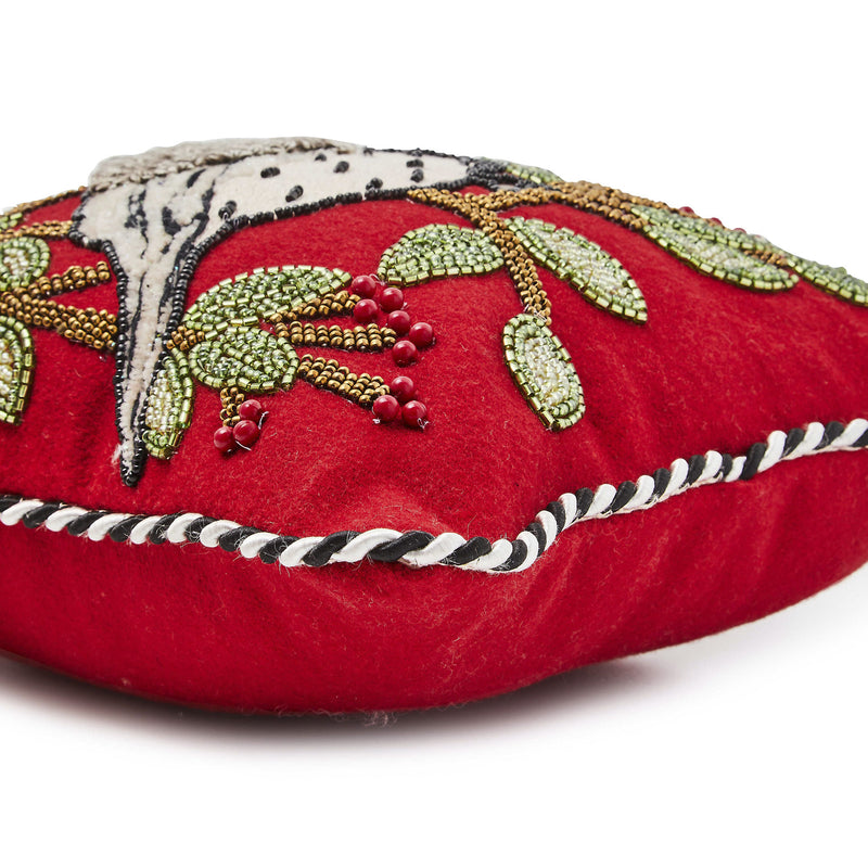 Mackenzie-Childs Chickadee Beaded Throw Pillow