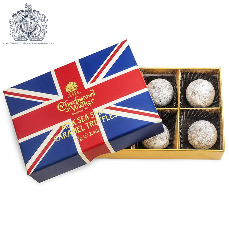 Charbonnel et Walker Union Jack Milk Sea Salt Caramel Truffles, 6 pieces