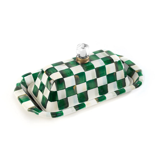 Mackenzie-Childs Emerald Check Butter Box