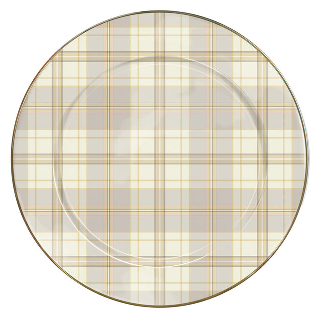 Mackenzie-Childs Mocha Check Charger Plate