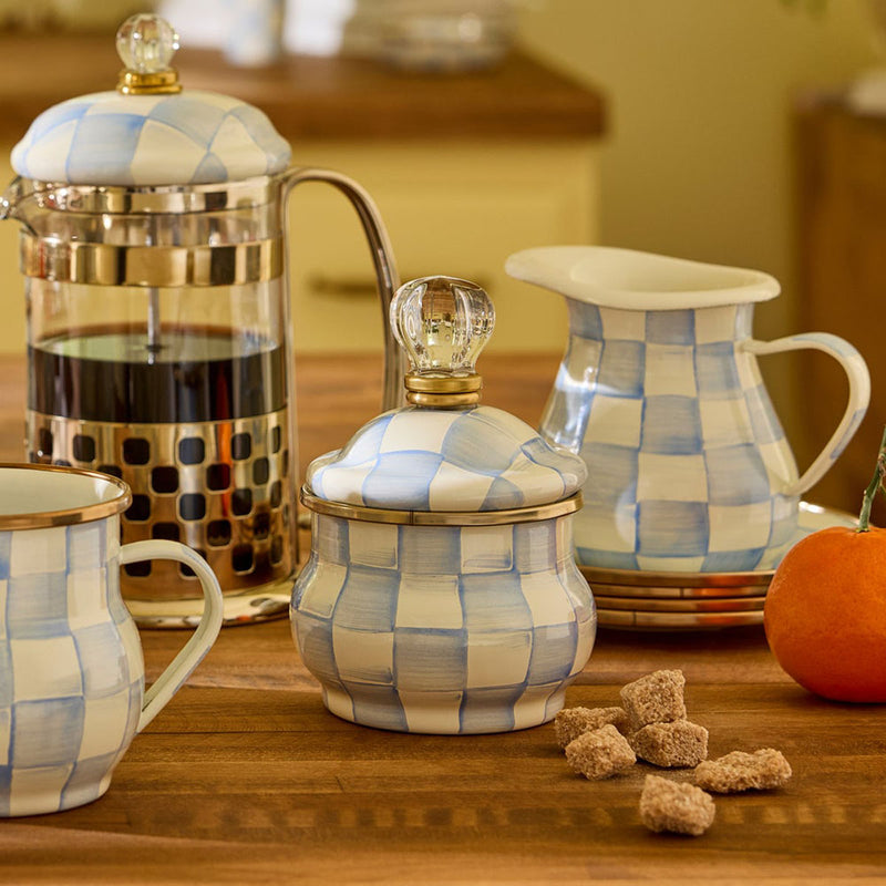Mackenzie-Childs Sky Check Lidded Sugar Bowl