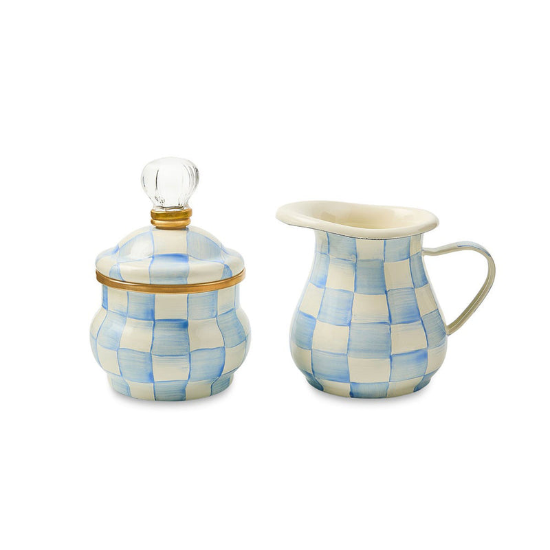 Mackenzie-Childs Sky Check Lidded Sugar Bowl