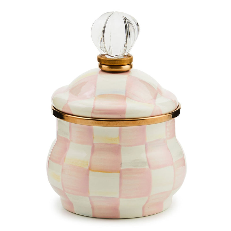 Mackenzie-Childs Rosy Check Lidded Sugar Bowl
