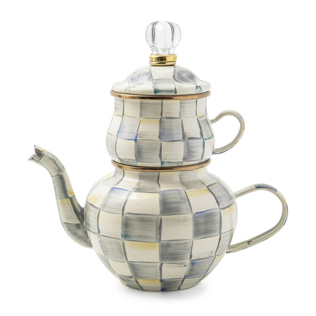 Mackenzie-Childs Sterling Check Enamel High Tea