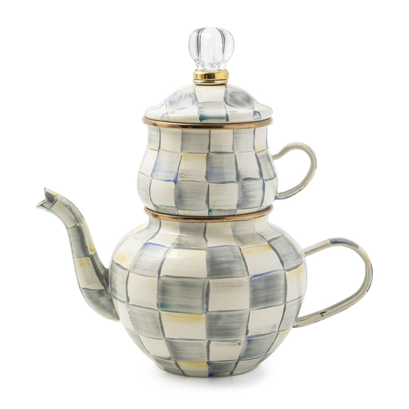 Mackenzie-Childs Sterling Check Enamel High Tea