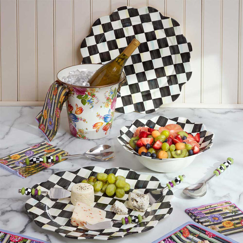 Mackenzie-Childs Courtly Check Enamel Petal Platter