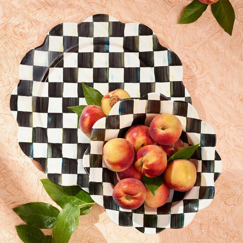 Mackenzie-Childs Courtly Check Enamel Petal Platter