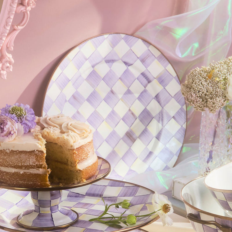 Mackenzie Childs Violet Check Serving Platter