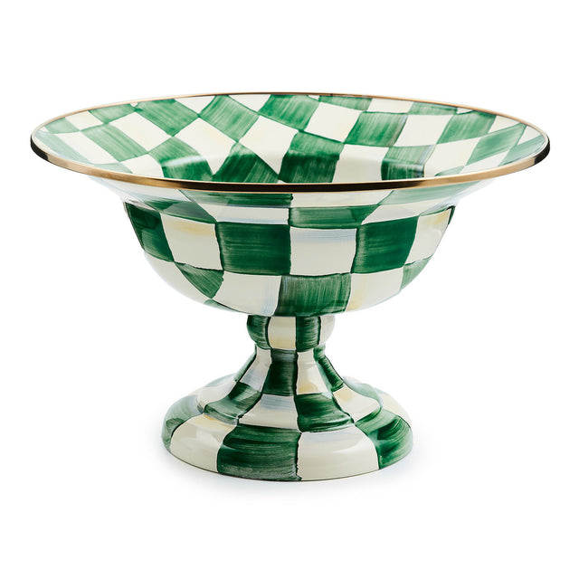 Mackenzie-Childs Emerald Check Large Compote