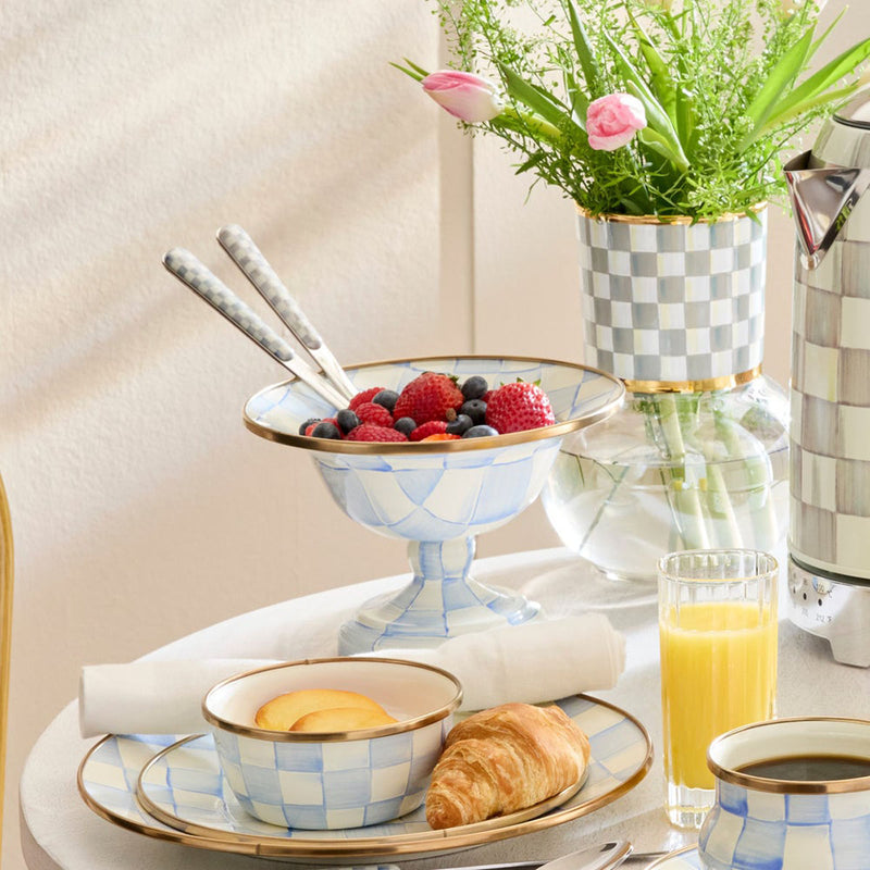 Mackenzie-Childs Sky Check Large Compote