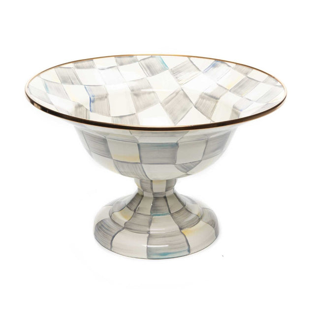 Mackenzie-Childs Sterling Check Large Enamel Compote
