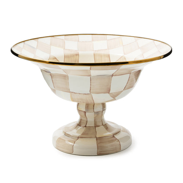 Mackenzie-Childs Mocha Check Large Compote
