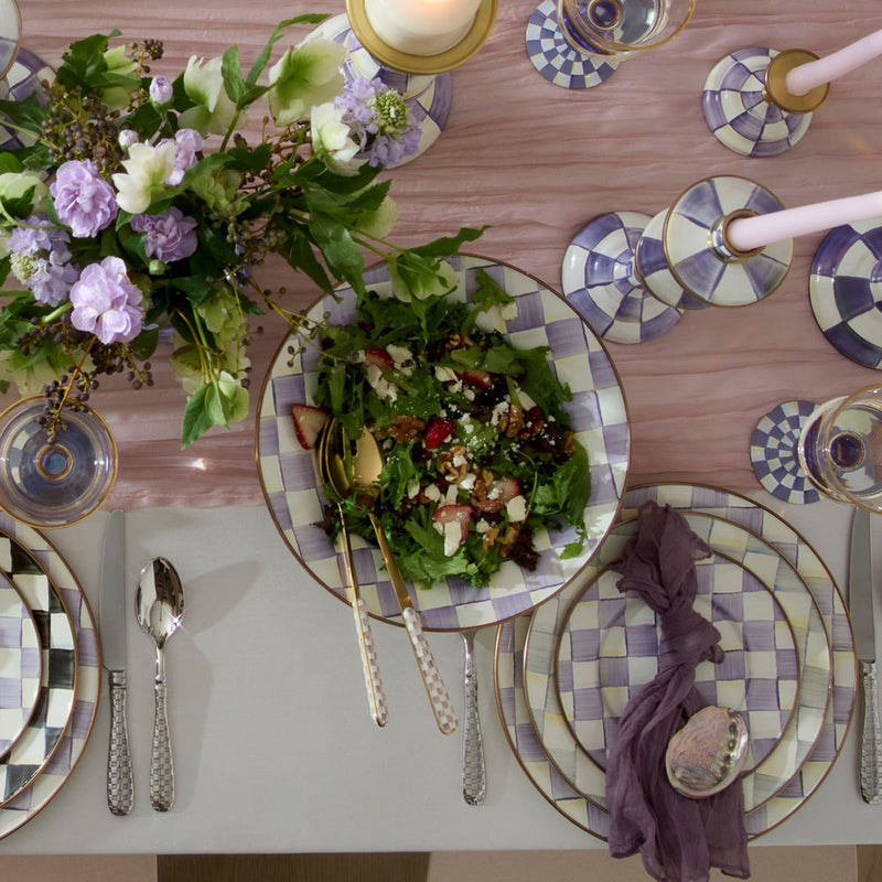 Mackenzie Childs Violet Check Large Compote