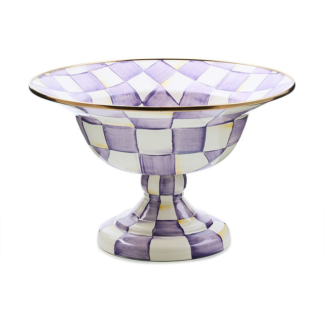 Mackenzie Childs Violet Check Large Compote