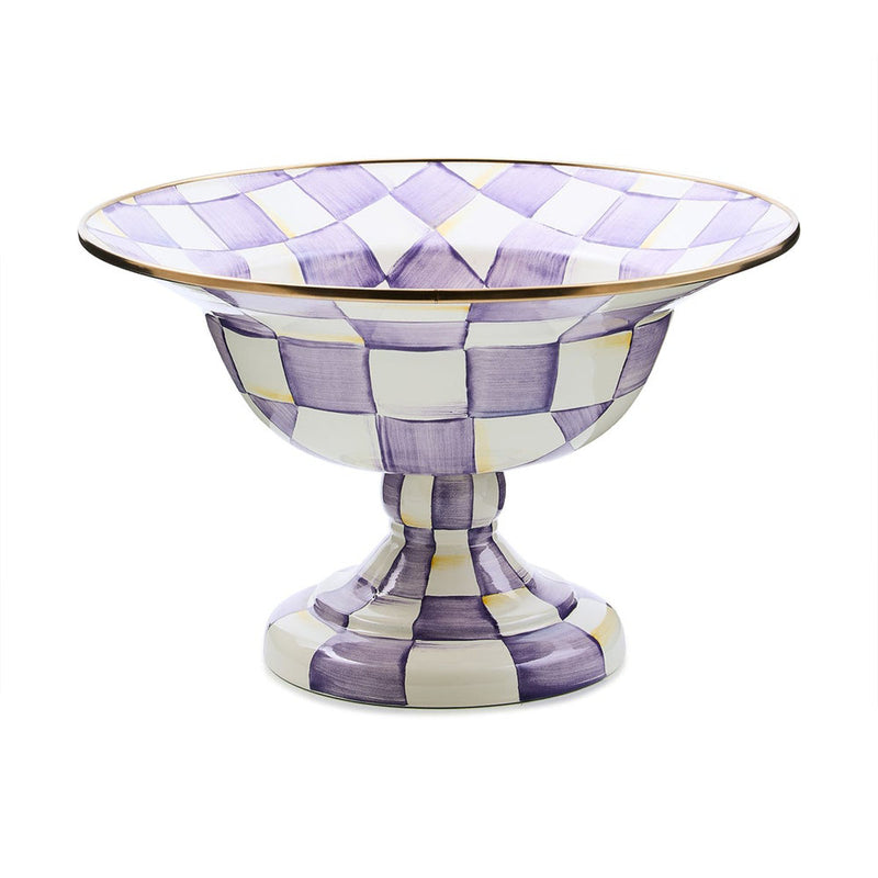 Mackenzie Childs Violet Check Large Compote