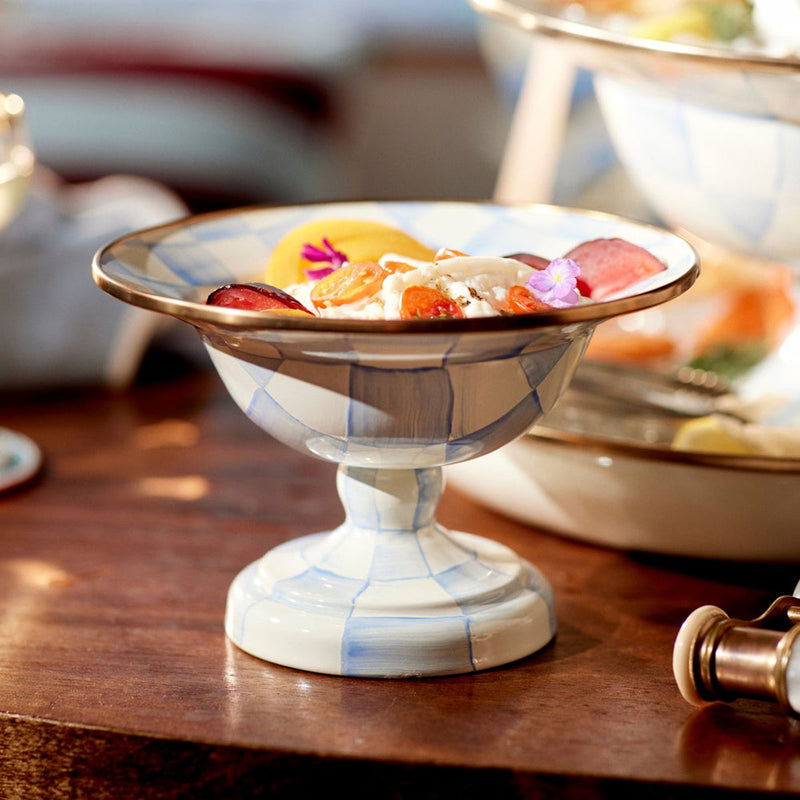 Mackenzie-Childs Sky Check Small Compote