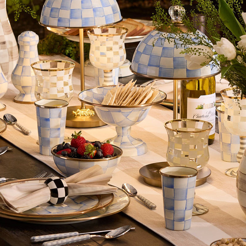 Mackenzie-Childs Sky Check Small Compote
