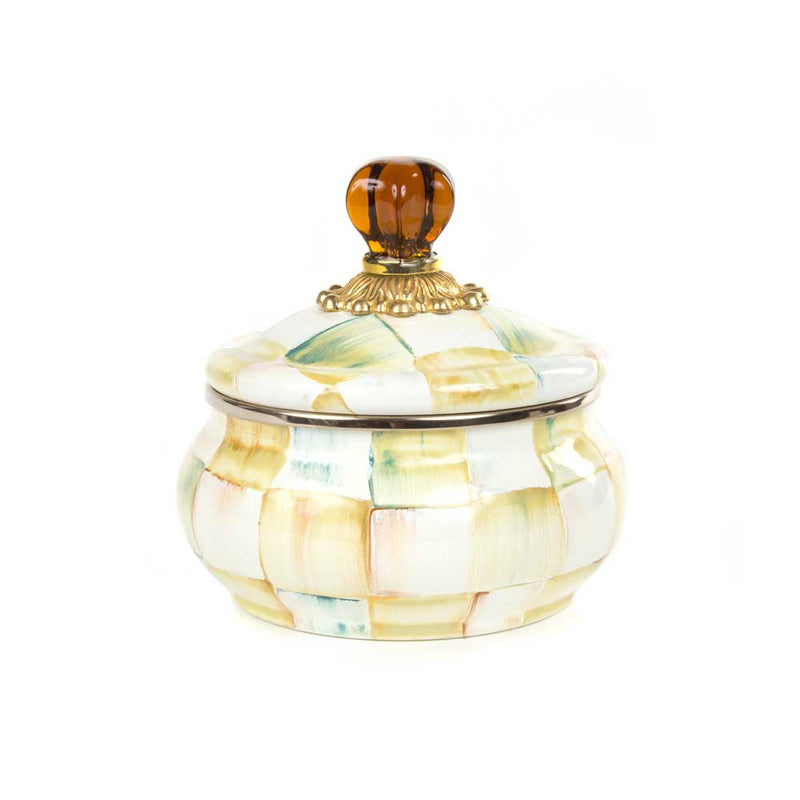 Mackenzie-Childs Parchment Check Enamel Squashed Pot